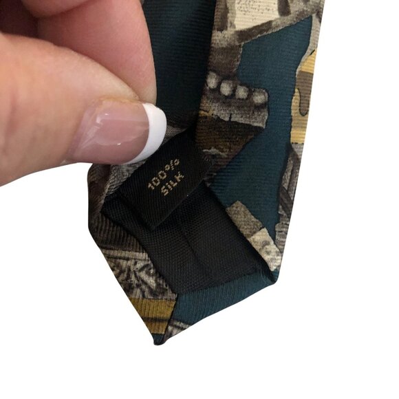 Structure Italian Silk Tie Architectural Print Mens Necktie Office Formal Gift - Picture 6 of 7